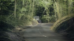 translucent tractor on a country road