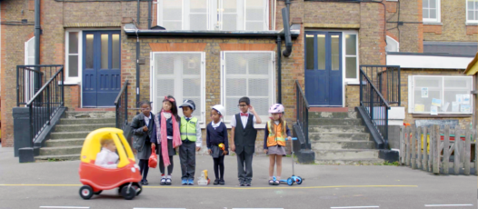 children crossing the road