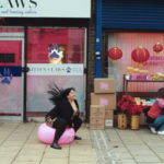 Pink Kittens - woman on spacehopper