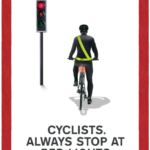 Cyclists, always stop at red lights