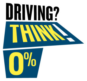 THINK! 0% logo reads 'Driving? THINK! 0%'