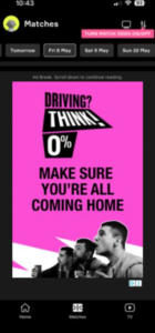 THINK! 0% Summer Partnerships | Big matches. Big moments. Zero alcohol behind the wheel.
